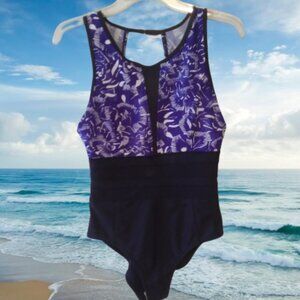 NWT Athleta Batik Floral one piece bathing suit size small lycra